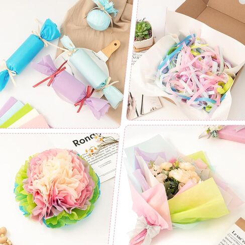 Simetufy 120 ورقة مناديل ورقية لحقائب الهدايا، 8 ألوان 20 × 20 بوصة مناديل ورقية فنية كبيرة، ورق تغليف الهدايا للحرف اليدوية، العطلات، أعياد الميلاد، الهالوين، عيد الميلاد ومشروع DIY in Kuwait