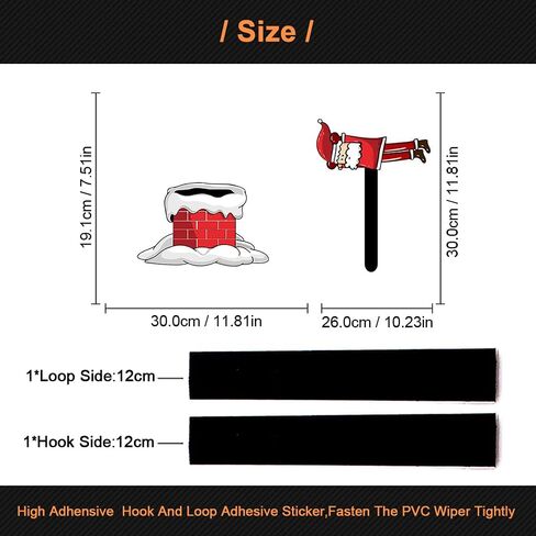 Christmas Santa Claus and Chimney Rear Window Wiper Decal Funny Waving Arm Wiper Sticker Reusable Windshield Wiper Decal Christmas Decoration Car Sticker (Santa Claus with Gift and Chimney) in Kuwait