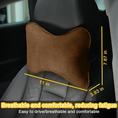 Car Neck Pillow, Soft Comfortable Memory Foam Auto Headrest Pillow Cushion with Adjustable Strap, Breathable Ergonomic Design Car Neck Pain Relief Cushion, Universal for Vehicles (Black) in Kuwait