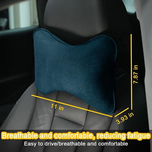 Car Neck Pillow, Soft Comfortable Memory Foam Auto Headrest Pillow Cushion with Adjustable Strap, Breathable Ergonomic Design Car Neck Pain Relief Cushion, Universal for Vehicles (Black) in Kuwait