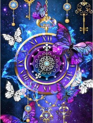 MXJSUA Fantasy Dream Catcher Clock الماس مجموعات الرسم الفني للبالغين، فراشة الزهور 5D مجموعات الفن الماس، الخيال حلم الماسك الحفر الكامل الماس النقاط اللوحة مع جوهرة الفن ديكور 12X16 بوصة in Saudi Arabia