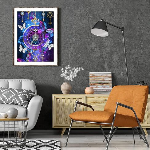 MXJSUA Fantasy Dream Catcher Clock الماس مجموعات الرسم الفني للبالغين، فراشة الزهور 5D مجموعات الفن الماس، الخيال حلم الماسك الحفر الكامل الماس النقاط اللوحة مع جوهرة الفن ديكور 12X16 بوصة in Saudi Arabia