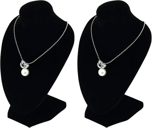YAN & HIN 2pcs 6-inch Short Black Velvet Necklace Small Holder Stand Display Stands Mannequin Bust Jewelry Organizer Displays for Shop Event Shows (Black Velvet, 10 x 15 cm) in Saudi Arabia