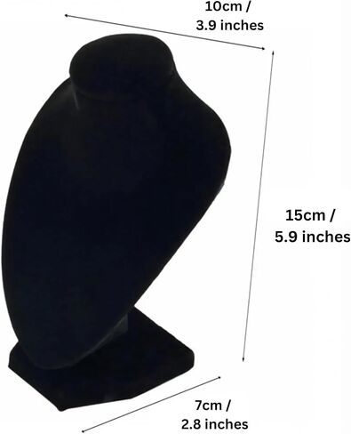YAN & HIN 2pcs 6-inch Short Black Velvet Necklace Small Holder Stand Display Stands Mannequin Bust Jewelry Organizer Displays for Shop Event Shows (Black Velvet, 10 x 15 cm) in Saudi Arabia