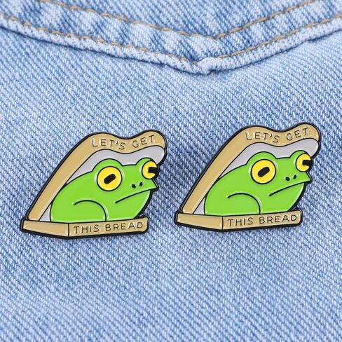 2 Pcs Funny Animal Enamel Pins Get This Bread Frog Metal Brooch Cartoon Animal Theme Brooch Cute Pins Badge DIY Crafts Decoration for Family Clothes T-Shirts Bag Backpack in Saudi Arabia