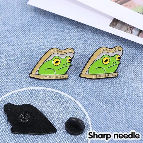 2 Pcs Funny Animal Enamel Pins Get This Bread Frog Metal Brooch Cartoon Animal Theme Brooch Cute Pins Badge DIY Crafts Decoration for Family Clothes T-Shirts Bag Backpack in Saudi Arabia