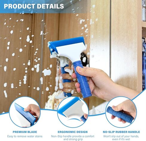 Gomake 2PCS Small Rubber Squeegee Window Shower Squeegee,Auto Water Blade Squeegee for Shower Glass Door,Car Windshield, Window, Mirror, Bathroom,Countertop Cleaning (Black) in Kuwait