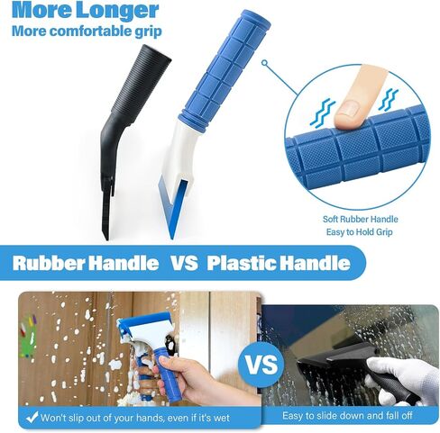 Gomake 2PCS Small Rubber Squeegee Window Shower Squeegee,Auto Water Blade Squeegee for Shower Glass Door,Car Windshield, Window, Mirror, Bathroom,Countertop Cleaning (Black) in Kuwait