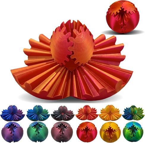 Gear Ball - 3D Printed Gear Ball Spin Ball or Cube Fidget Toy, Gear Sphere, Gear Ball Fidget Toy, Stress Ball, GearSphere Desk Toy, Fidget Ball, Gear Toy for Stress and Anxiety Relaxing (D) in Saudi Arabia