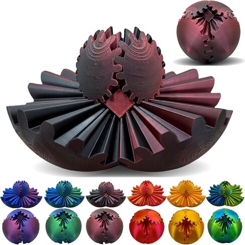 Gear Ball - 3D Printed Gear Ball Spin Ball or Cube Fidget Toy, Gear Sphere, Gear Ball Fidget Toy, Stress Ball, GearSphere Desk Toy, Fidget Ball, Gear Toy for Stress and Anxiety Relaxing (D) in Saudi Arabia