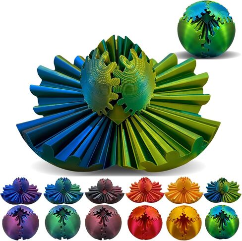 Gear Ball - 3D Printed Gear Ball Spin Ball or Cube Fidget Toy, Gear Sphere, Gear Ball Fidget Toy, Stress Ball, GearSphere Desk Toy, Fidget Ball, Gear Toy for Stress and Anxiety Relaxing (D) in Saudi Arabia