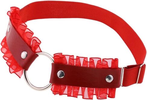 FM FM42 Multicolor Simulated Leather PU Lace O Ring Adjustable Leg Ring Elastic Garter, Pack of 2 in Saudi Arabia