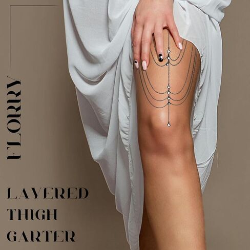 Florry Leg Chain Sexy Thigh Chains Jewelry for Women Elastic Leg Garters Crystal Body Thigh Chains for Party Festival Wedding in Saudi Arabia