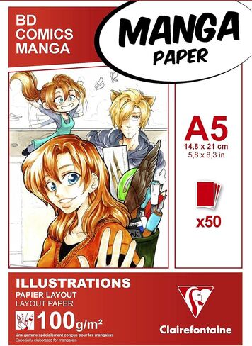Clairefontaine Manga Illustrations Pad, A4, 100g-Plain, White in Saudi Arabia