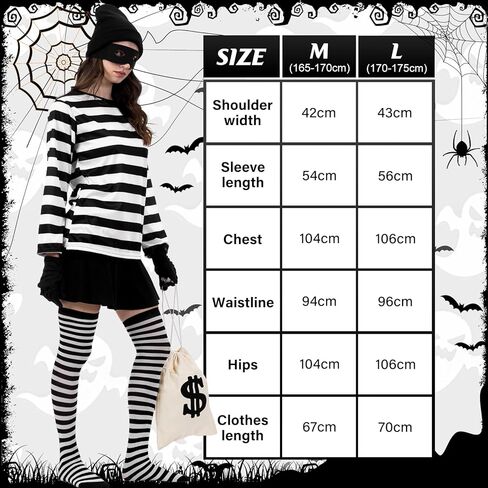 Halloween Women Robber Costume Set: 6pcs Burglar Costume for Women - Cosplay Thief Accessories for Halloween Party in Saudi Arabia