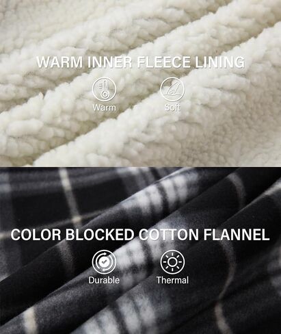 SECOOD Mens Flannel Sherpa Lined Jacket with Hood Plaid Shirts Jackets Zip Up Long Sleeve Sweatshirt Winter Coat for Men in Kuwait