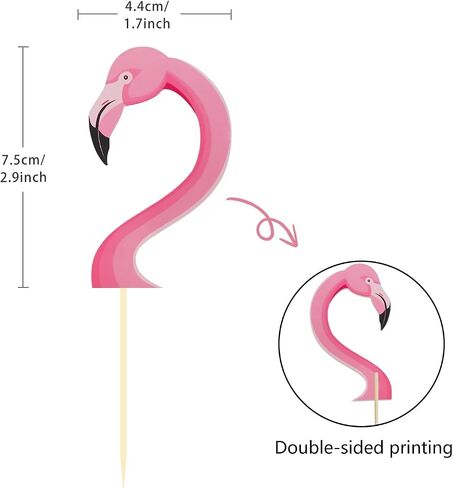 24Pcs Flamingo Cupcake Toppers, Tropical Cupcake Toppers Aloha Cake Decorations for Luau Hawaiian Theme Baby Shower Flamingo Birthday Party Supplies(Flamingo) in Kuwait
