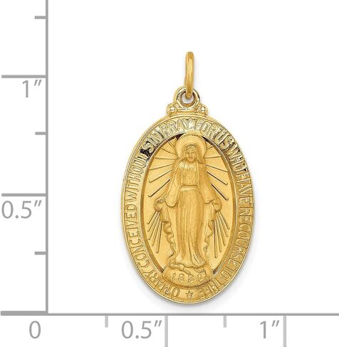 Gold Religious Medals 14K Yellow Gold Solid Polished/Satin Oval Miraculous Medal in Saudi Arabia