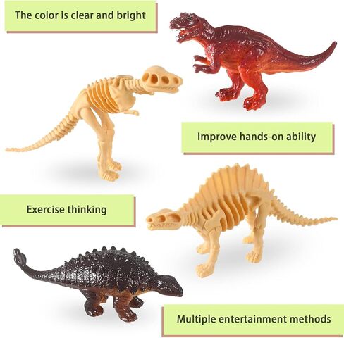 UPINS 24 pcs Mini Dinosaur Figures and Dinosaur Fossil Plastic Skeletons in Kuwait