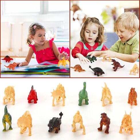 UPINS 24 pcs Mini Dinosaur Figures and Dinosaur Fossil Plastic Skeletons in Kuwait