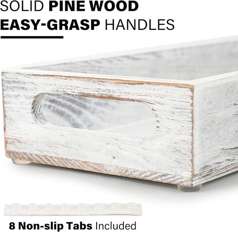 LotFancy Wooden Decorative Tray, Set of 2, Long Rustic Centerpiece Tray for Dining Room, Coffee Table Décor, Rectangle Farmhouse Tray in Saudi Arabia