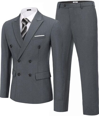 COOFANDY Men's 2 Piece Double Breasted Suits Slim Fit Tuxedo Jacket and Dress Pants Set for Wedding Business Prom in Saudi Arabia