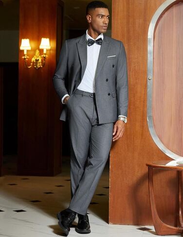 COOFANDY Men's 2 Piece Double Breasted Suits Slim Fit Tuxedo Jacket and Dress Pants Set for Wedding Business Prom in Saudi Arabia