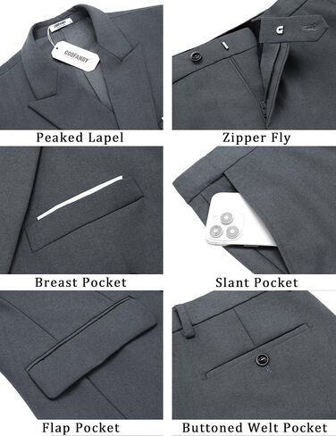 COOFANDY Men's 2 Piece Double Breasted Suits Slim Fit Tuxedo Jacket and Dress Pants Set for Wedding Business Prom in Saudi Arabia