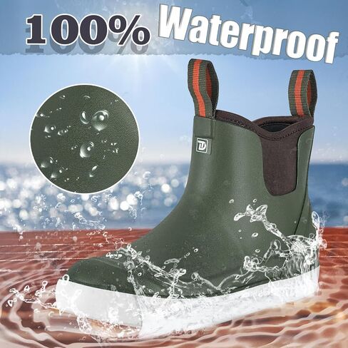 Trudave Women's Deck Boots, Anti-slip Ankle Rain Boot for Women Fishing Boots Waterproof Rubber Garden Shoes for Fishing, Farming & Outdoor Work, Size 6-11 in Saudi Arabia