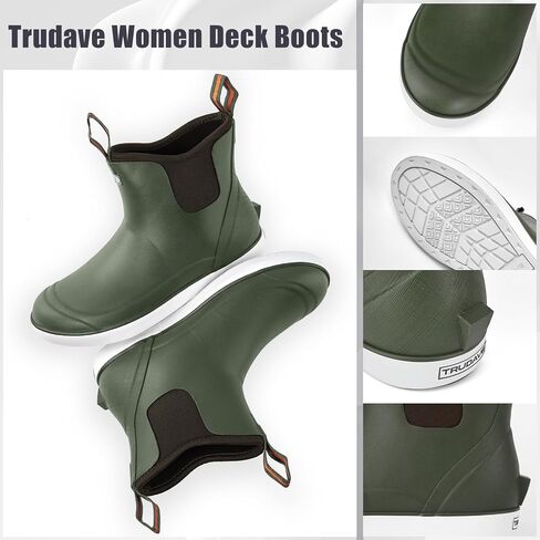 Trudave Women's Deck Boots, Anti-slip Ankle Rain Boot for Women Fishing Boots Waterproof Rubber Garden Shoes for Fishing, Farming & Outdoor Work, Size 6-11 in Saudi Arabia