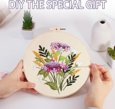 Offizon 3 PCS Embroidery Kit for Beginners - Embroidery Patterns, Embroidery Accessories & Hoop Included, Hand Embroidery Kit for Adults Stitching Sewing Kit Gift | ButterflyB Patterns in Saudi Arabia