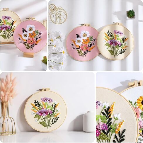 Offizon 3 PCS Embroidery Kit for Beginners - Embroidery Patterns, Embroidery Accessories & Hoop Included, Hand Embroidery Kit for Adults Stitching Sewing Kit Gift | ButterflyB Patterns in Saudi Arabia