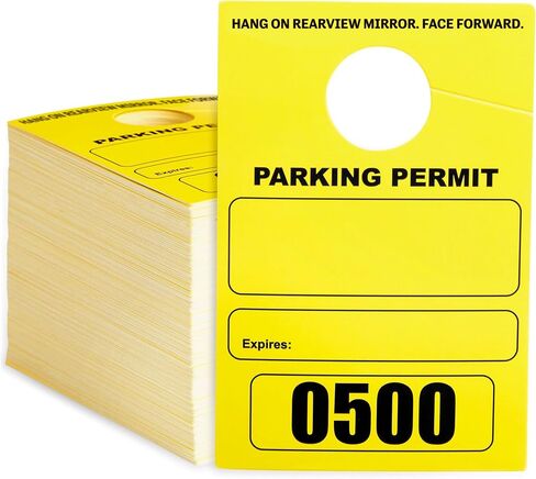 Stockroom Plus 500-Pack Yellow Parking Permit Hang Tag for Car Rearview Mirrors, Bulk Blank Temporary Passes Placards Numbered 0001-0500 for Events, Business, Office (3.15x4.75 in) in Saudi Arabia