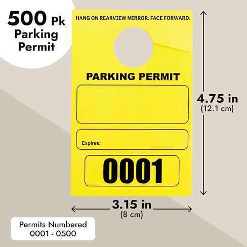 Stockroom Plus 500-Pack Yellow Parking Permit Hang Tag for Car Rearview Mirrors, Bulk Blank Temporary Passes Placards Numbered 0001-0500 for Events, Business, Office (3.15x4.75 in) in Saudi Arabia