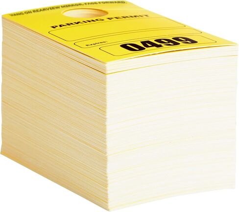 Stockroom Plus 500-Pack Yellow Parking Permit Hang Tag for Car Rearview Mirrors, Bulk Blank Temporary Passes Placards Numbered 0001-0500 for Events, Business, Office (3.15x4.75 in) in Saudi Arabia
