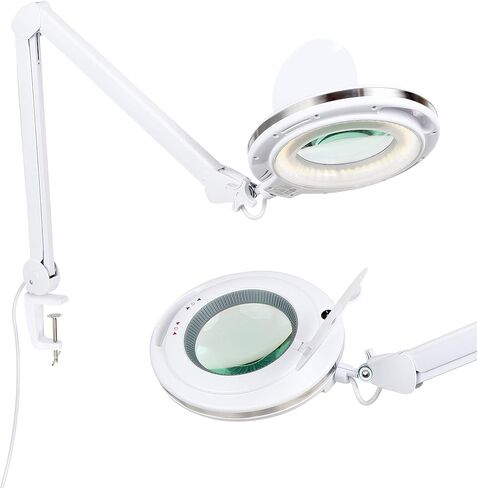 Brightech LightView Pro Magnifying Desk Lamp, 2.25x Light Magnifier with Clamp, Adjustable Magnifying Glass with Light for Crafts, Reading, Close Work - White in Kuwait