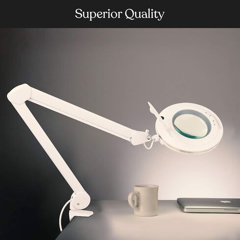 Brightech LightView Pro Magnifying Desk Lamp, 2.25x Light Magnifier with Clamp, Adjustable Magnifying Glass with Light for Crafts, Reading, Close Work - White in Kuwait