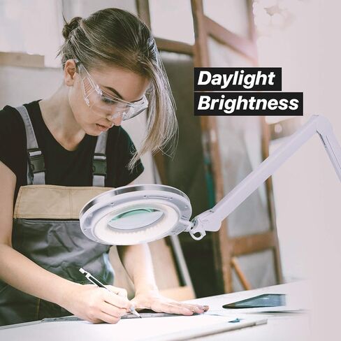 Brightech LightView Pro Magnifying Desk Lamp, 2.25x Light Magnifier with Clamp, Adjustable Magnifying Glass with Light for Crafts, Reading, Close Work - White in Kuwait