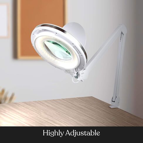 Brightech LightView Pro Magnifying Desk Lamp, 2.25x Light Magnifier with Clamp, Adjustable Magnifying Glass with Light for Crafts, Reading, Close Work - White in Kuwait