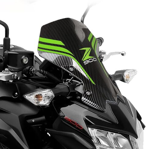 حاجب تدفق الهواء من ألياف الكربون بمظهر كتلة الرياح للزجاج الأمامي ذو الفقاعات المزدوجة متوافق مع Kawasaki Z900 Z650 2020-2022 2023 أخضر in Kuwait