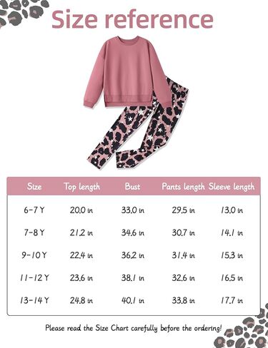 Girl Clothes Sweatshirt Pullover Leggings Tracksuits Outfit 2PC Girls Clothes Size 6-14 in Kuwait