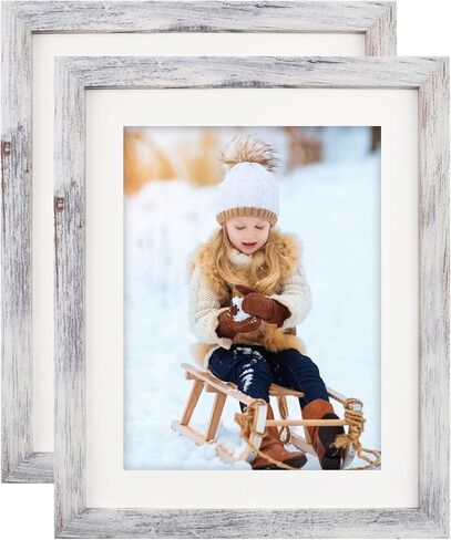 VSIONROCK 10x10 Brown Picture Frames Set of 2, Display Pictures 8x8 with Mat or 10x10 Without Mat for Wall Mounting and Tabletop, Made of High Definition Glass in Kuwait