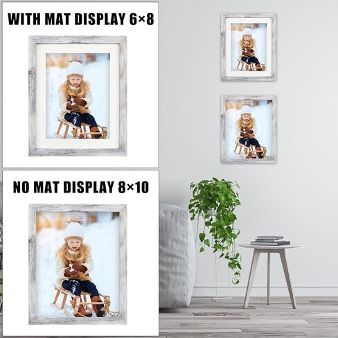 VSIONROCK 10x10 Brown Picture Frames Set of 2, Display Pictures 8x8 with Mat or 10x10 Without Mat for Wall Mounting and Tabletop, Made of High Definition Glass in Kuwait