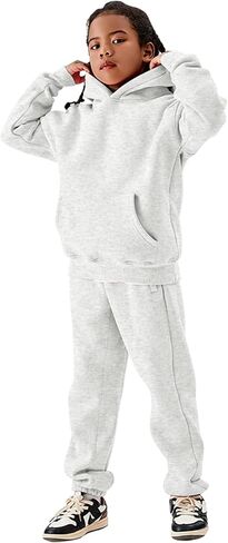 Flygo Girls Boys Fleece 2 Piece Outfits Pants Set Hoodies Sweatshirt and Jogger Sweatpants in Saudi Arabia