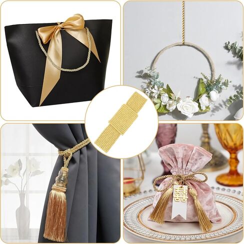 5mm Gold Cord String for Sweing, 59 Feet Decorative Twisted Gold Rope 3-Ply Polyester Braided Trim String Thread for Home Upholstery Curtain Tieback Graduation Honor Cord DIY Crafts Making Decorations in Saudi Arabia