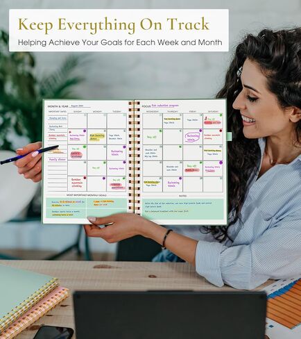 Undated Weekly and Monthly Planner, B5 Large Weekly To Do List Notebook with Goal & Habit Tracker Organizer, Hardcover Spiral Bound Blank Weekly Monthly Planner for Work School Home 7.4" x 9.64" Green in Kuwait