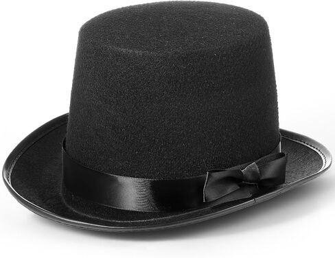 Black Tall Felt Top Hat Bowler Derby Hat for Men Women Showman Halloween Party Hats Accessory Tuxedo Coachman Hat in Saudi Arabia