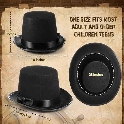 Black Tall Felt Top Hat Bowler Derby Hat for Men Women Showman Halloween Party Hats Accessory Tuxedo Coachman Hat in Saudi Arabia