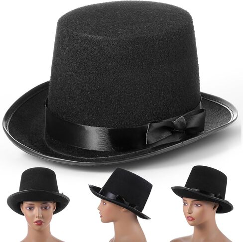 Black Tall Felt Top Hat Bowler Derby Hat for Men Women Showman Halloween Party Hats Accessory Tuxedo Coachman Hat in Saudi Arabia