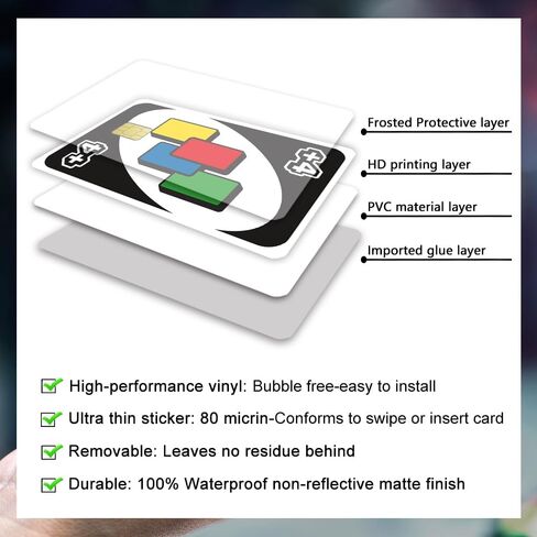 +4 Credit Card Skins Sticker for Transportation Key, Debit, Credit Card Covering Personalizing Bank Card Slim, Waterproof Vinyl Skins Uno +4 Decal Credit Card Sticker for Small Chip in Saudi Arabia